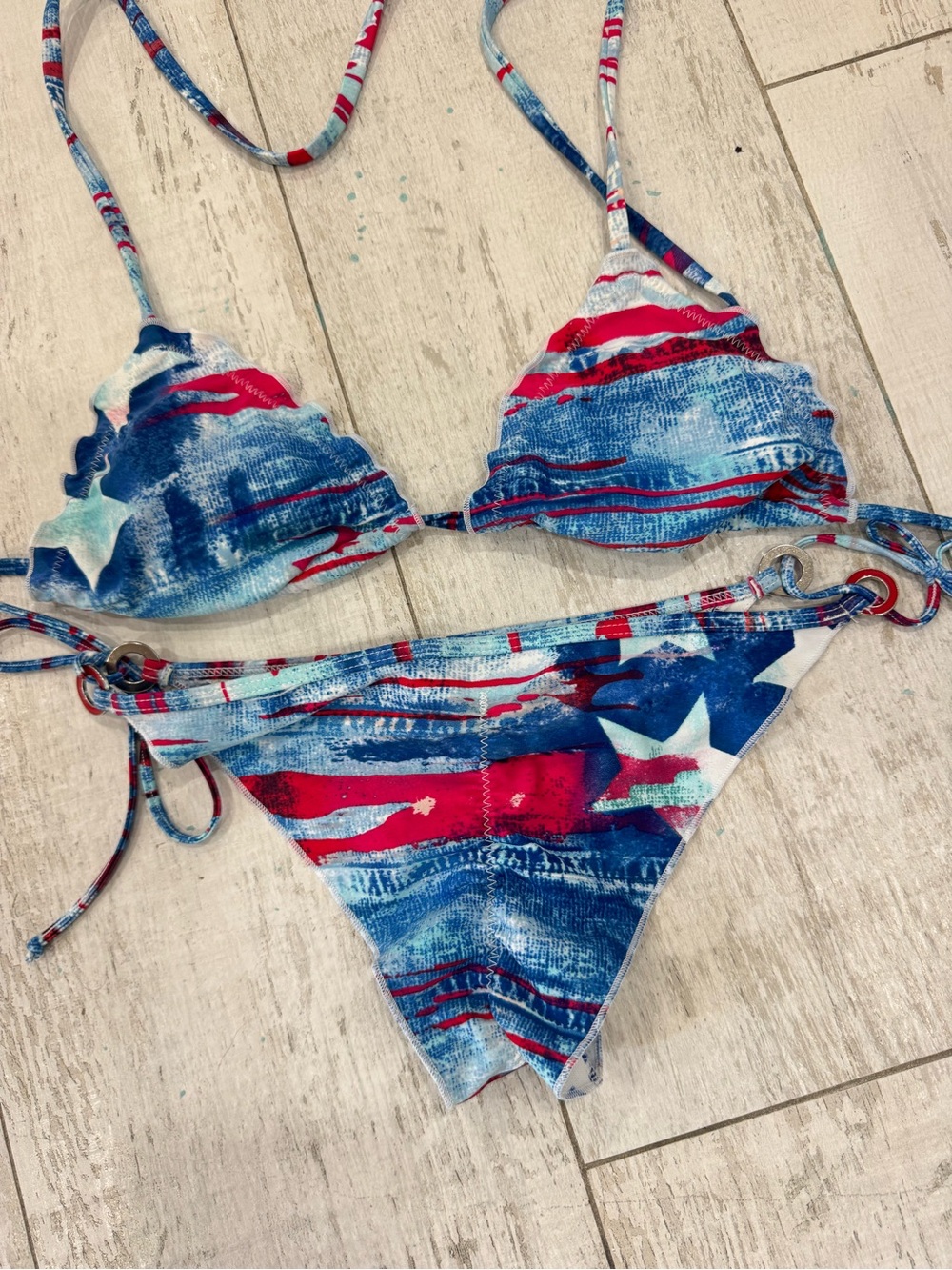 Body Glove Red, Blue & White Star Print String Bikini